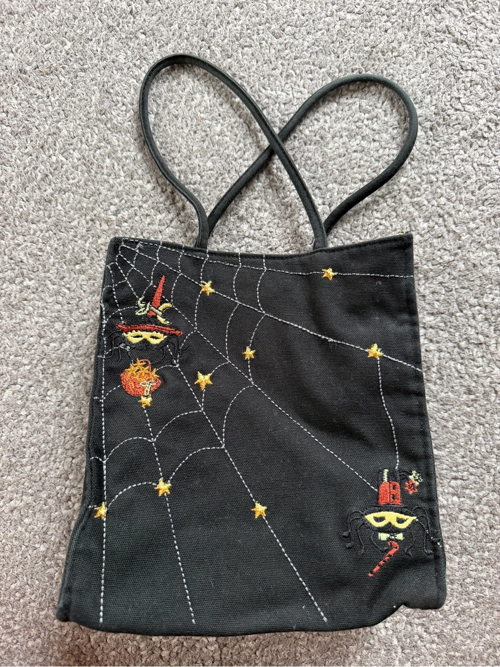Longaberger Black Halloween Embroidered Spiderweb Tote